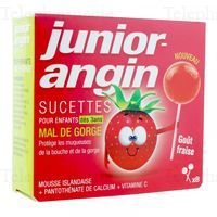 JUNIOR ANGIN Sucette fraise B/8
