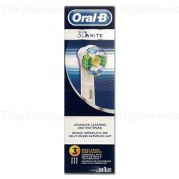Oral B Brossettes 3D White pour Brosse à Dents Electrique Pack de 3