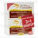 Savon Surgras Extra Doux Lait Miel 250g Lot de 3 + 1 gratuit